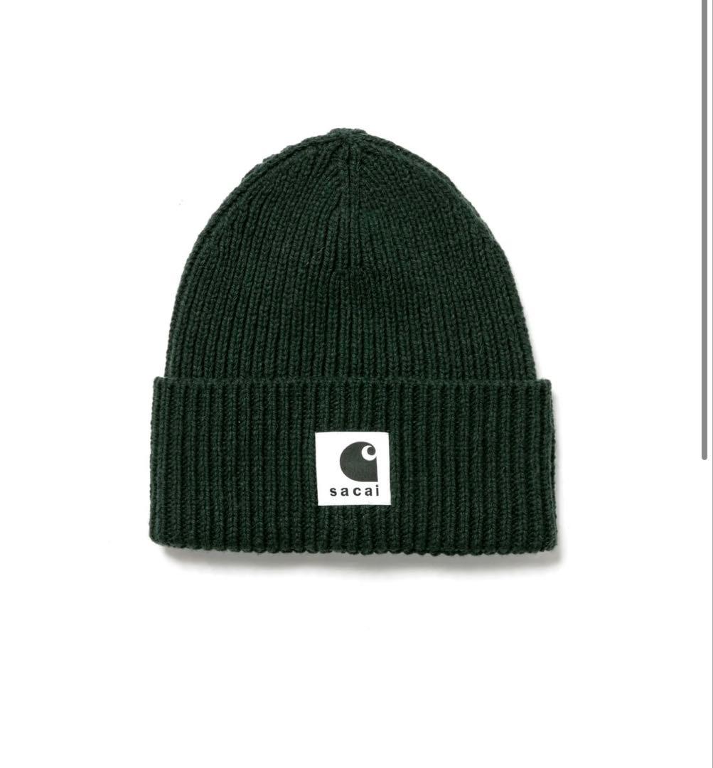 サカイ カーハートsacai ダークグリーン ビーニー ニット帽