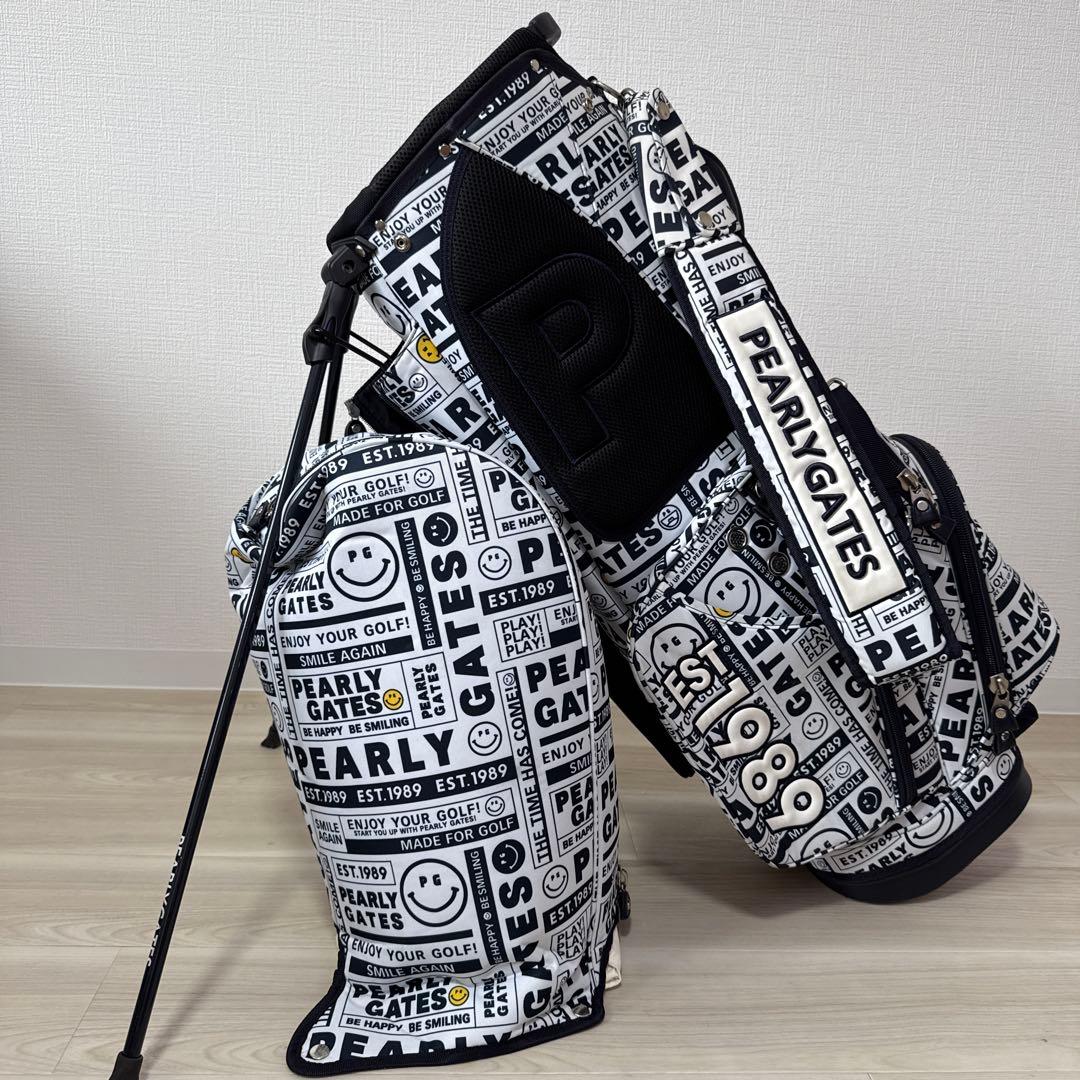 パーリーゲイツ　キャディバッグ　スタンド式　軽量　総柄　白　ホワイト　完売品