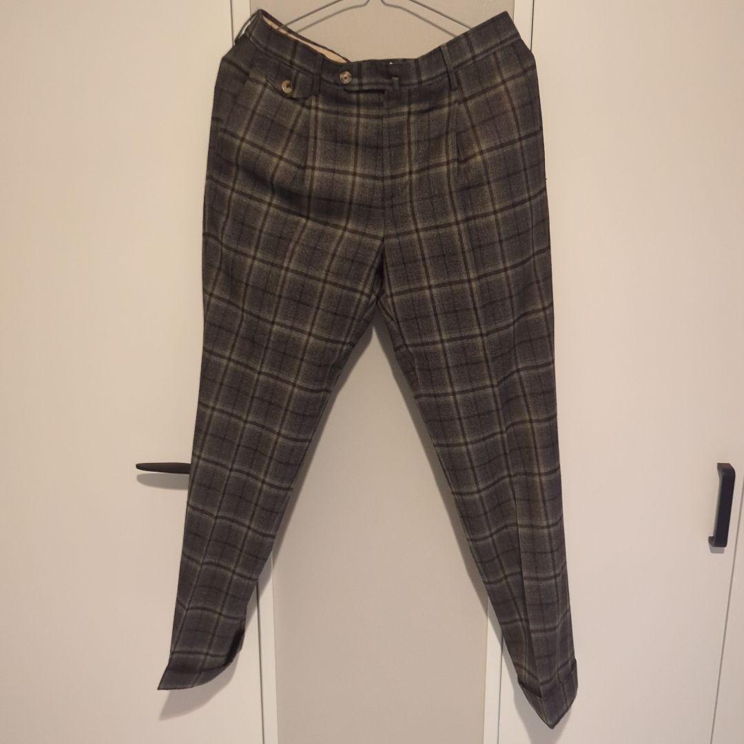 【PT01】チェックウールスラックス 46