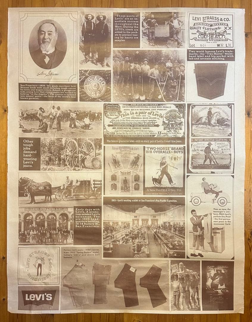 レア70年代オリジナルLEVISリーバイス販促用ビンテージ歴史ポスターBIG E