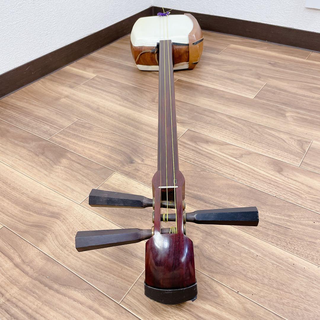 津軽三味線 一本溝 丸打胴 紅木 犬皮 東さわり 和楽器