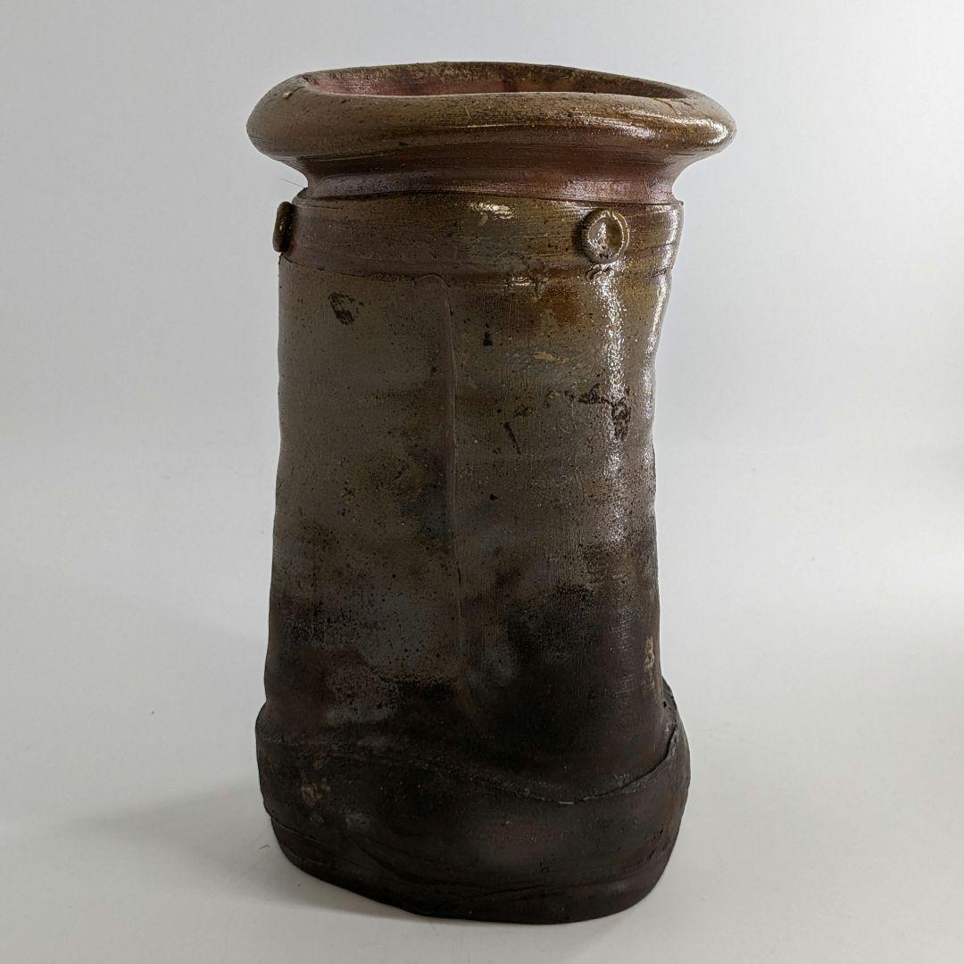 乗松俊行 備前焼 擂座花入 共箱合布栞 花瓶 花生 花器 フラワーベース 工芸品