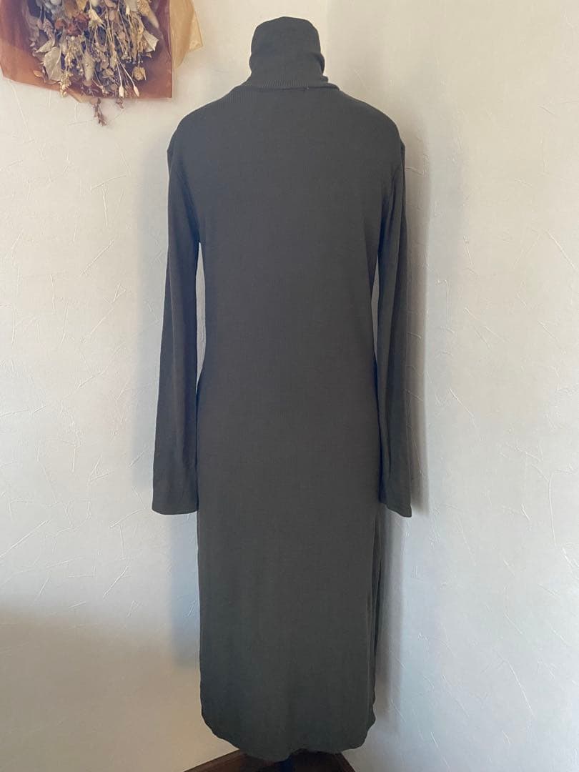 美品　カオス Chaos ウール サイドスリット タートルネック ワンピース