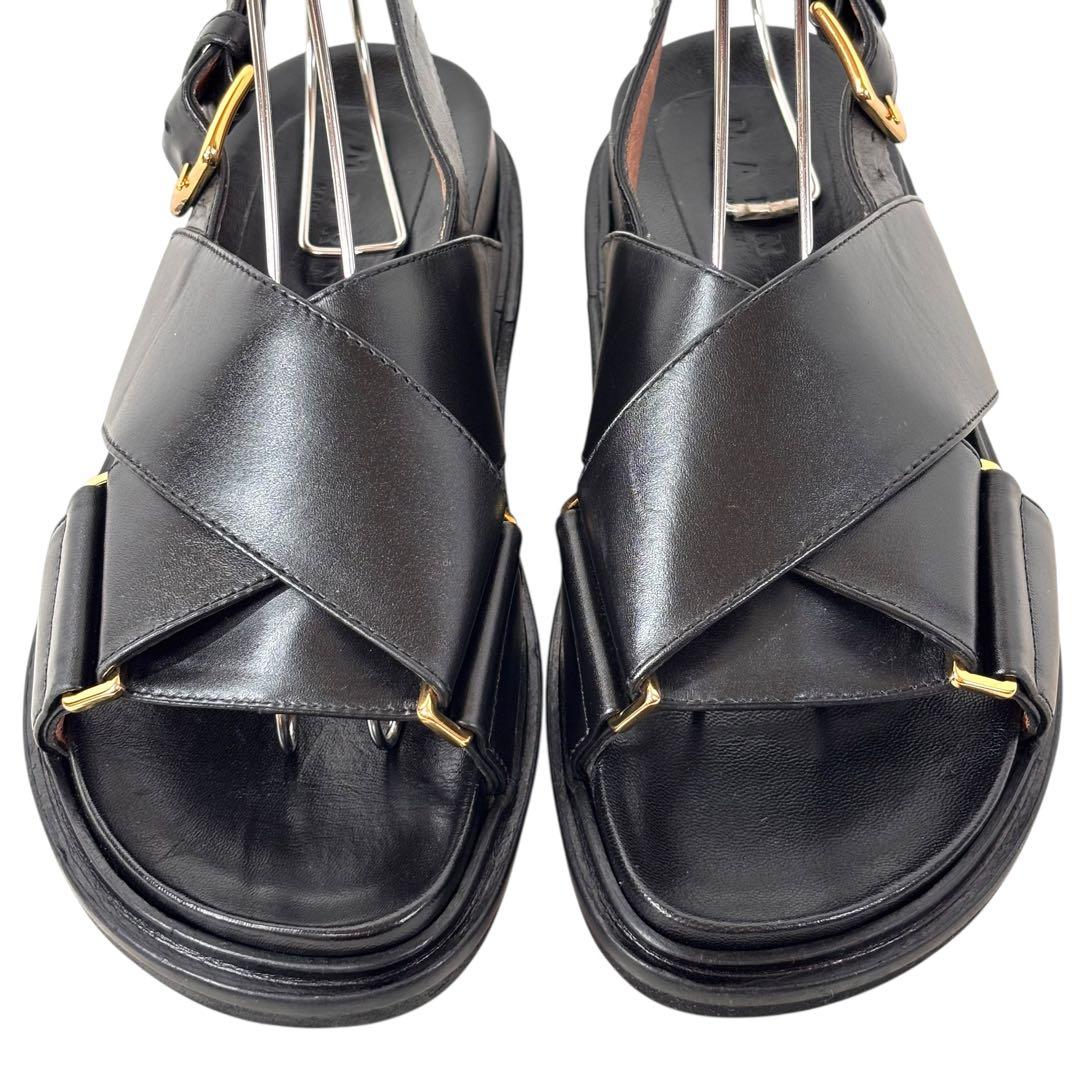 マルニ MARNI 36 23 フスベットサンダル クロスベルト ブラック 黒