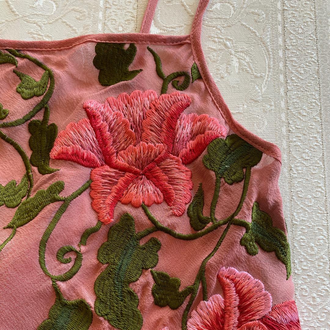 Yohji Yamamoto ヨウジヤマモト　☆シルク　☆刺繍　華やかキャミ