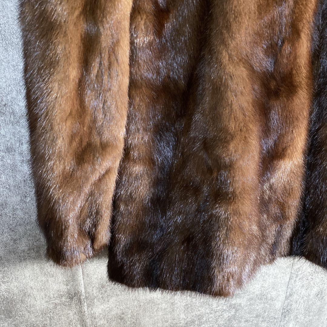 極上リアルファーコート ミンク調 美艶ブラウン 大人エレガント 高級アウター