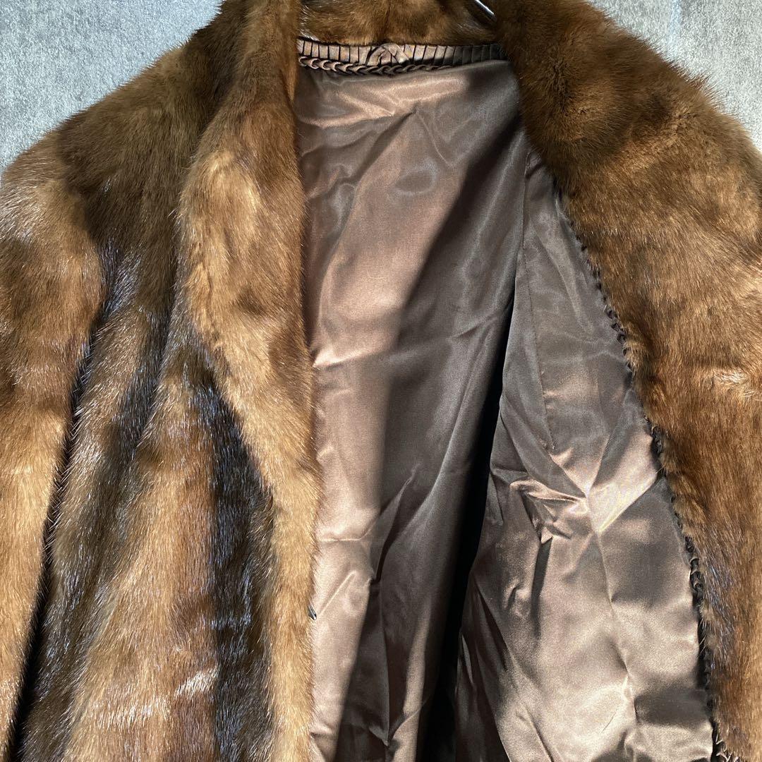 極上リアルファーコート ミンク調 美艶ブラウン 大人エレガント 高級アウター