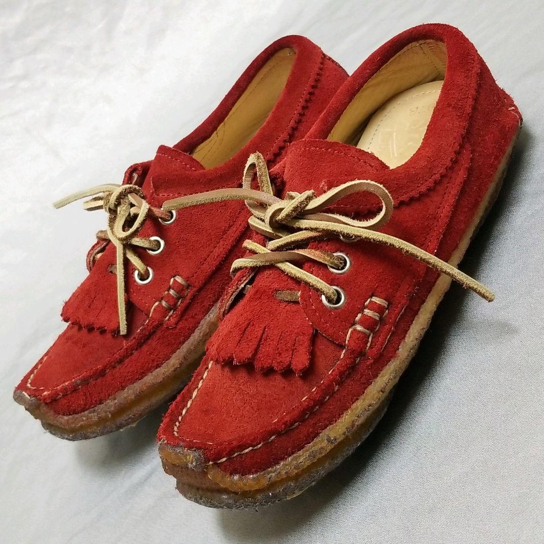 秋冬 ユケテン モカシン クレープソール シューズ 赤 YUKETEN 24