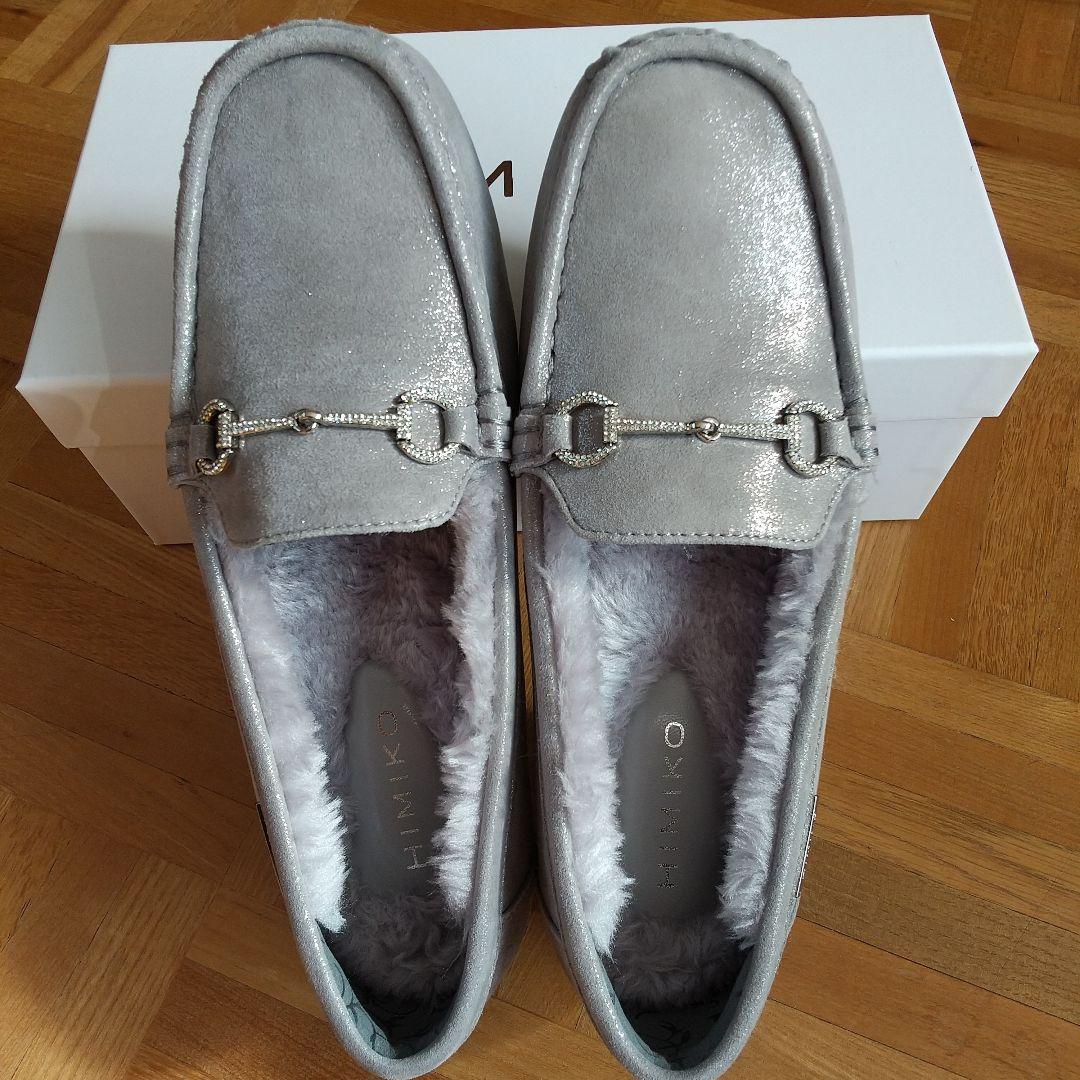 卑弥呼 ビジュービットふわふわモカシン 23.5 グレー