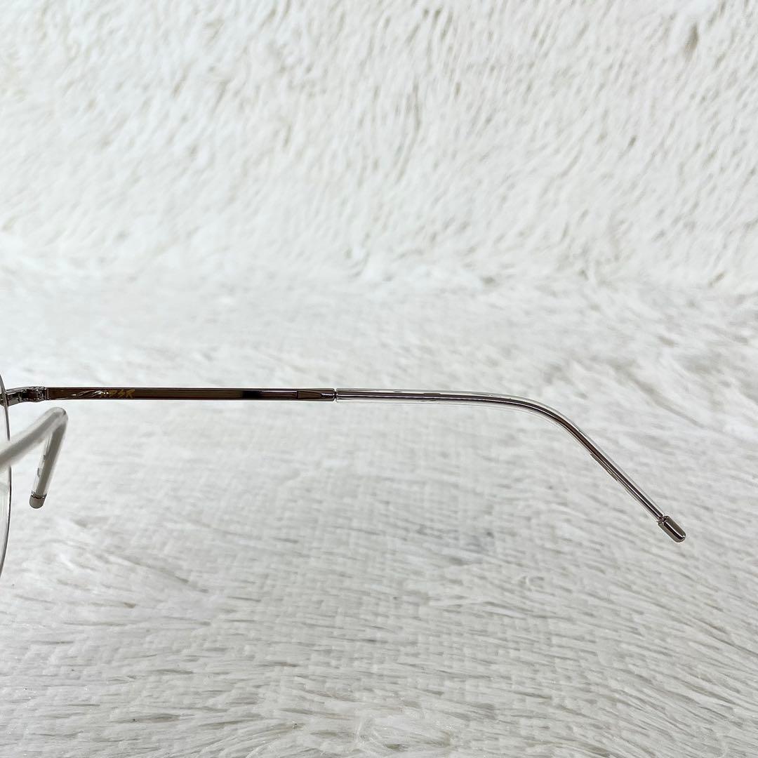 極美品　A.D.S.R　MORGA07　伊達メガネ　度なし　シルバーフレーム