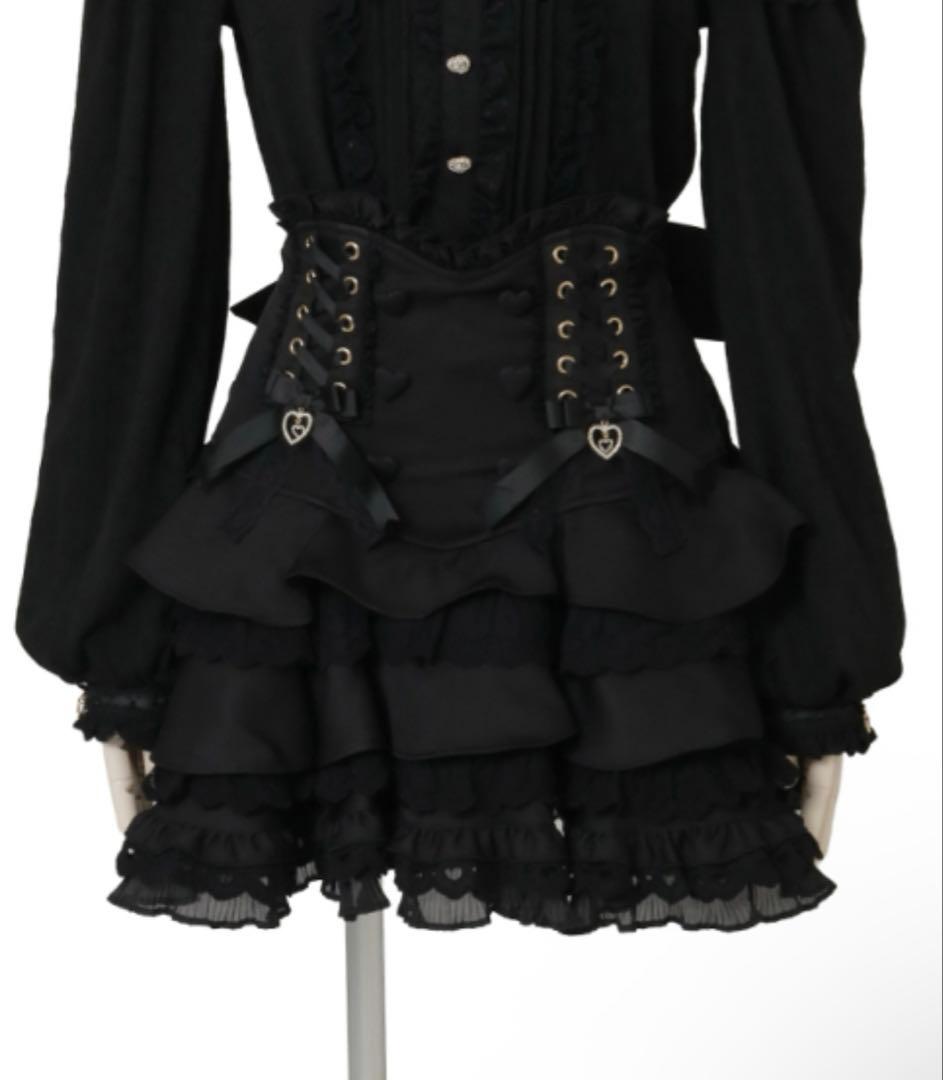 LIZLISA リズリサ レースアップティアードスカパン Black