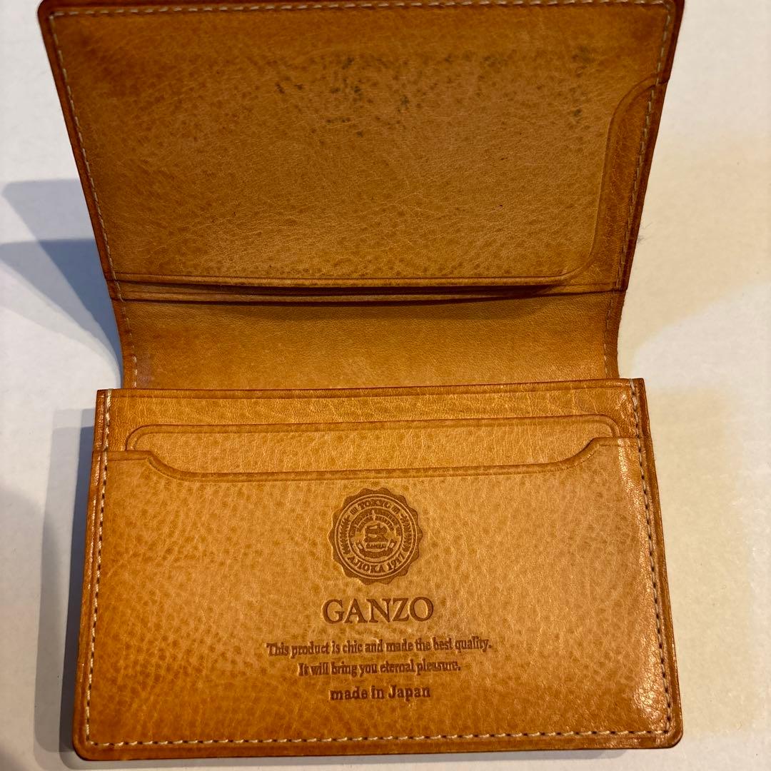 GANZO レザー 名刺入れ 紺 ネイビー