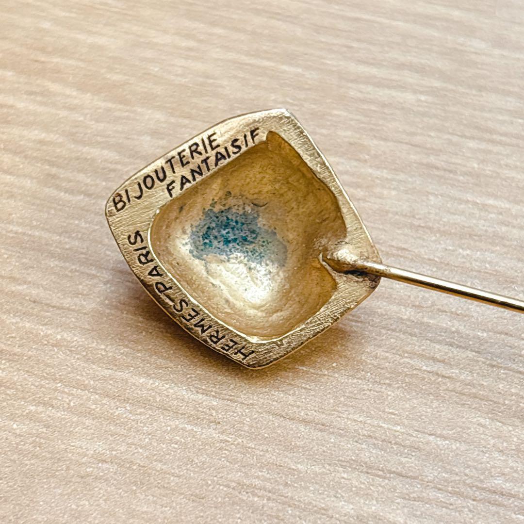 ☆エルメス　ピンブローチ　ラペルピン　ヴィンテージ　ゴールド