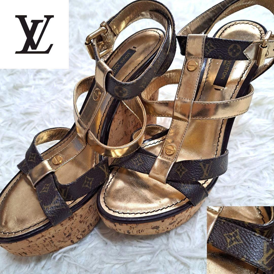 【LOUIS VUITTON】サンダル　モノグラム　ストラップ　ウェッジサンダル