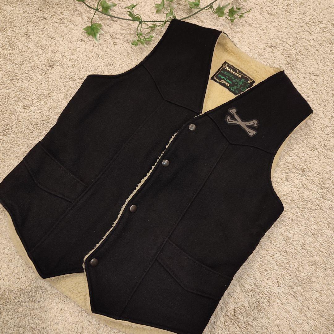 [美品] Schott × BACKDROP 別注 クロスボーン ボア ベストM