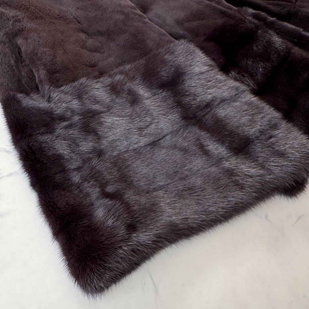 美品✨ サガミンク ミンクファーコート 本毛皮 裾デザイン 毛並み良好 ハーフ丈