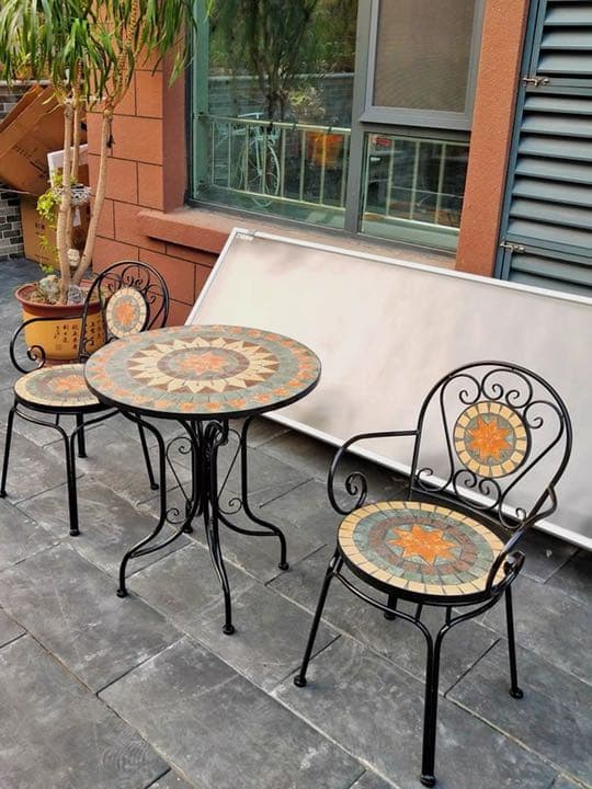 お家でもお庭でも♪向日葵のようなテーブルガーデンチェア椅子２つの３点セット