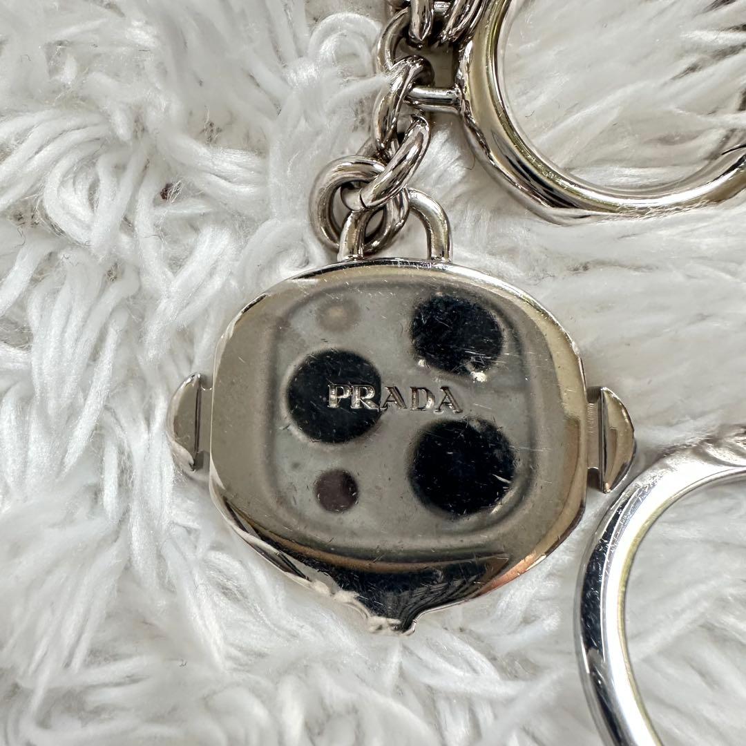 美品 PRADA プラダ ウォレットチェーン 2PS033 シルバー