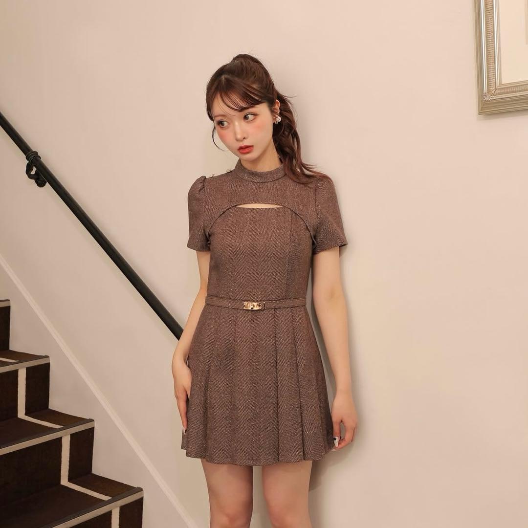 M me eme クラシカルへリンボーンミニワンピース