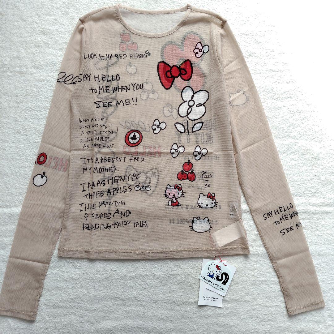 新品　MAISON SPECIAL　ハローキティコラボ メッシュトップス シアー
