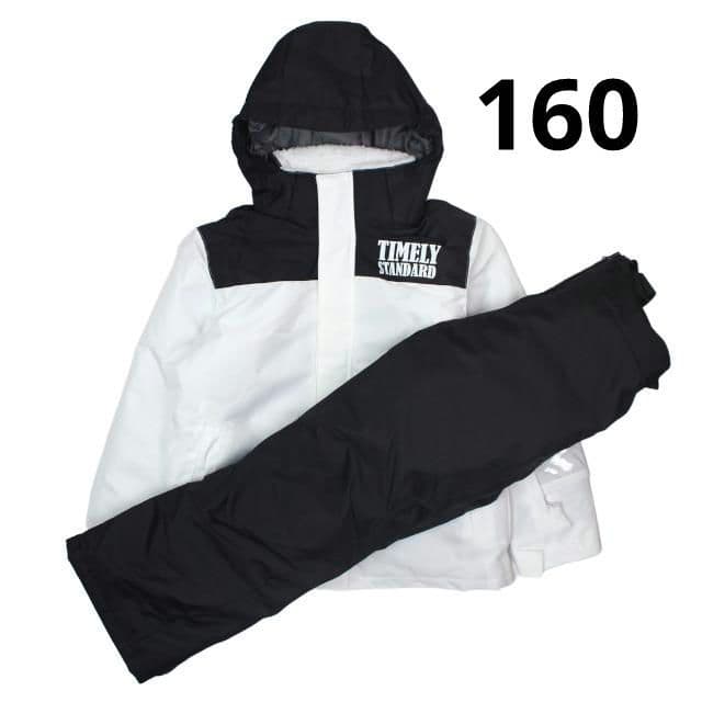 新品 スキーウェア 女の子 上下セット サイズ調整可能 ホワイト 160サイズ