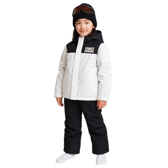 新品 スキーウェア 女の子 上下セット サイズ調整可能 ホワイト 160サイズ