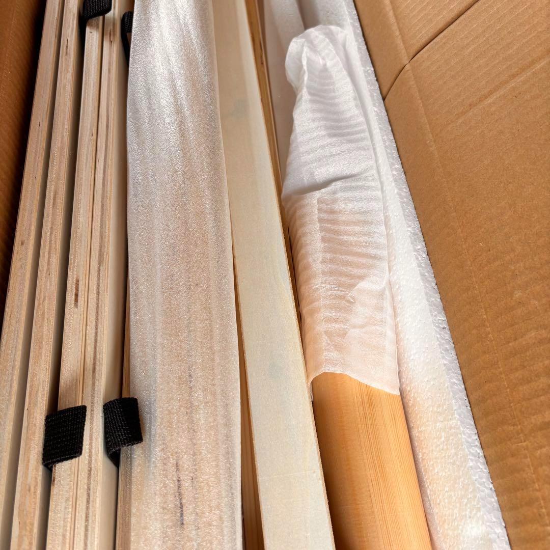 【新品・開封済】RASIK ダブルベッドフレーム　天然木ヘッドレストすのこベッド