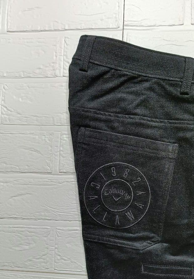 キャロウェイ 黒 スリムフィット パンツ ポケット付き