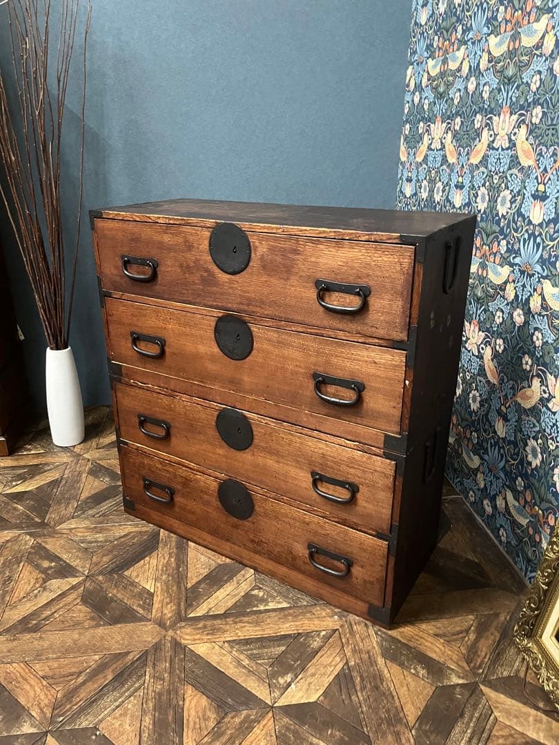 和箪笥 昭和レトロ 当時物 インテリア 年代物 鉄金具 アンティーク ビンテージ