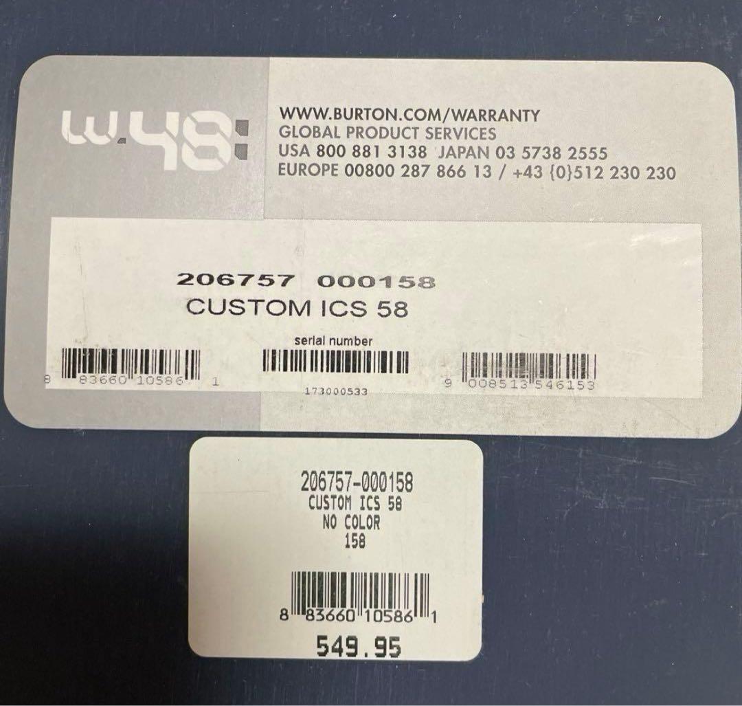 訳あり未使用　burton バートン　カスタム　custom ボード