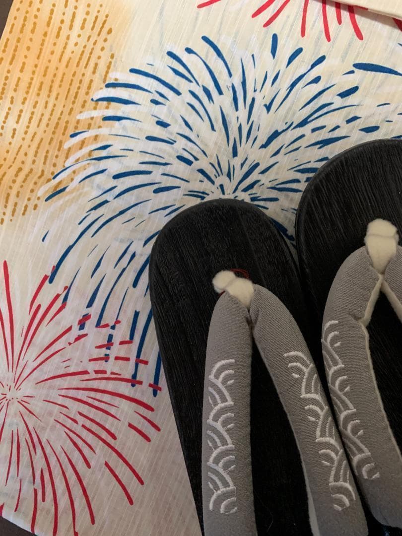 ◆最高級国産染◆高級綿変わり織り◆花火古典の生成り浴衣◆大人ゆかた◆新品