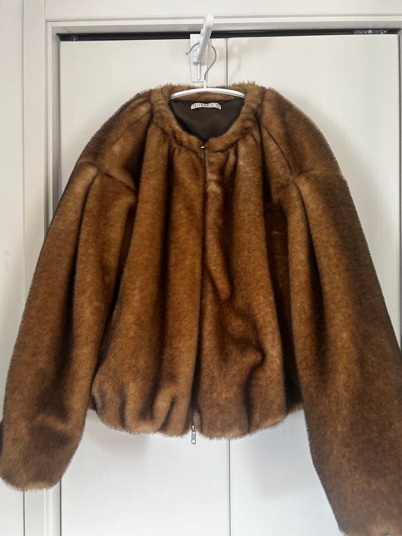 SELENAHCELIOS ブラウンファー風ボンバージャケット