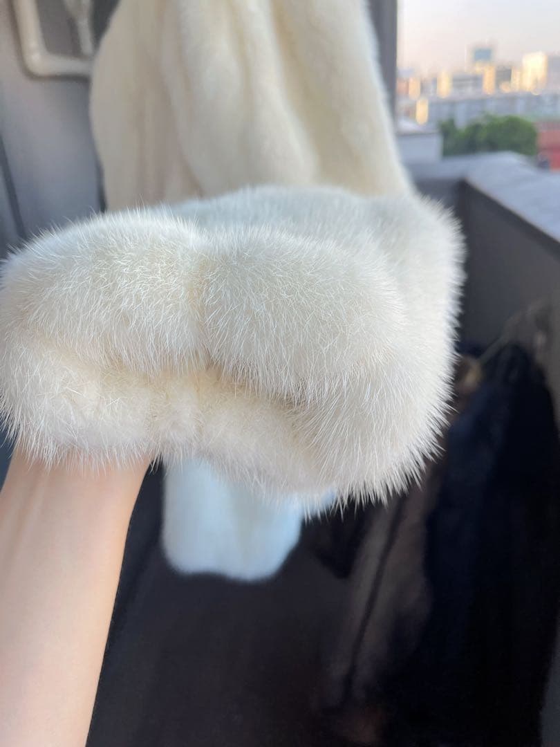 MINK パールミンク 毛皮 コート ホワイト アイボリー