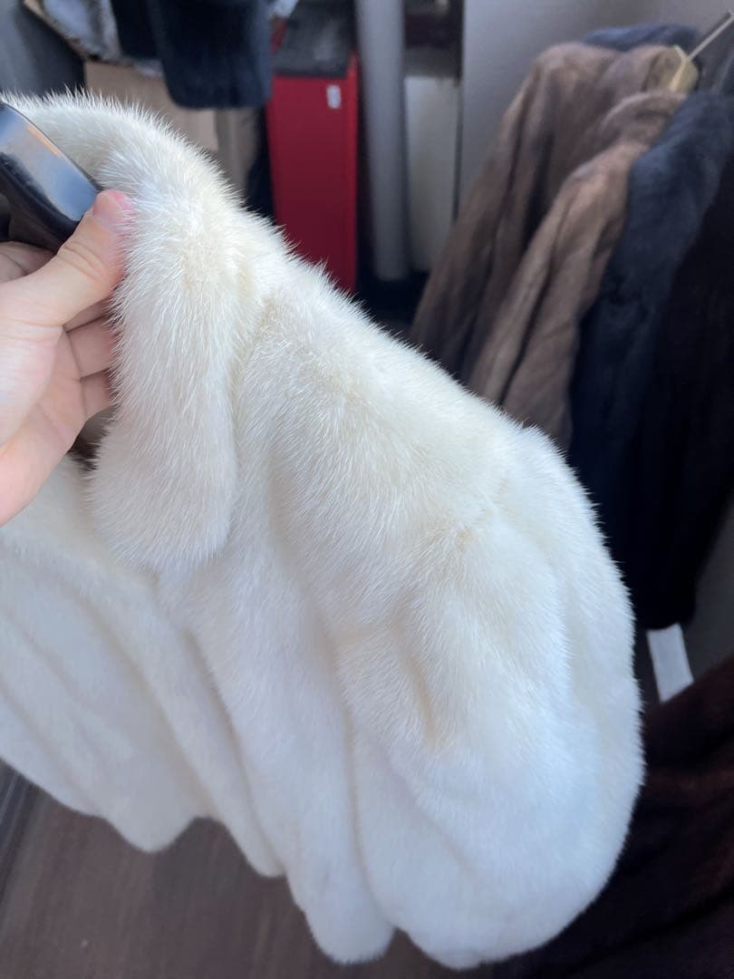 MINK パールミンク 毛皮 コート ホワイト アイボリー