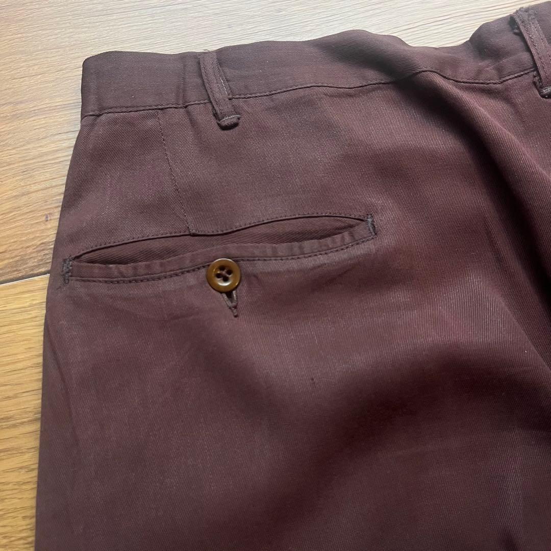 50s レーヨンギャバ スラックス ワイド ブラウン W36 L30