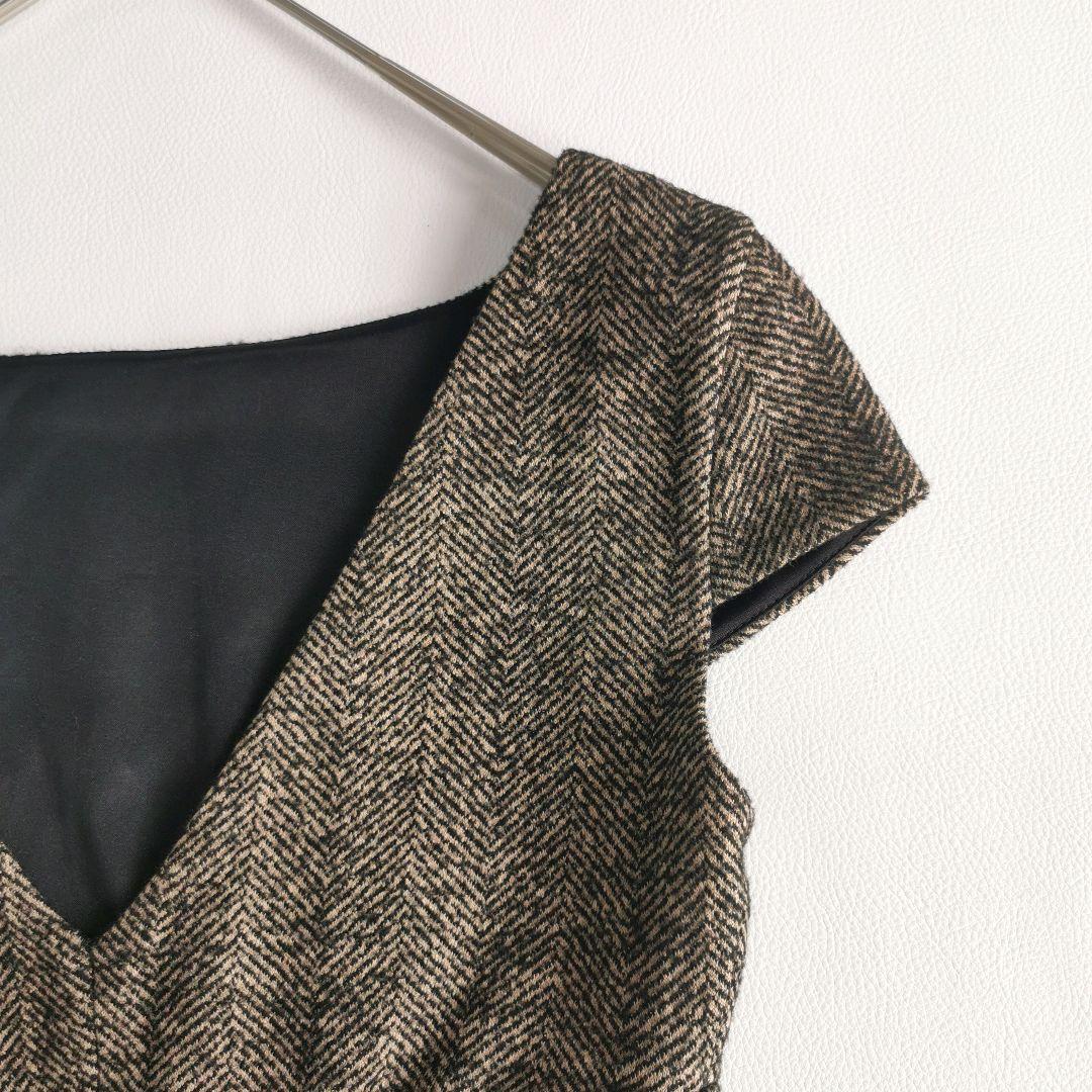 高級白タグ【美品✨】マックスマーラ　ツイードワンピース ヘリンボーン L