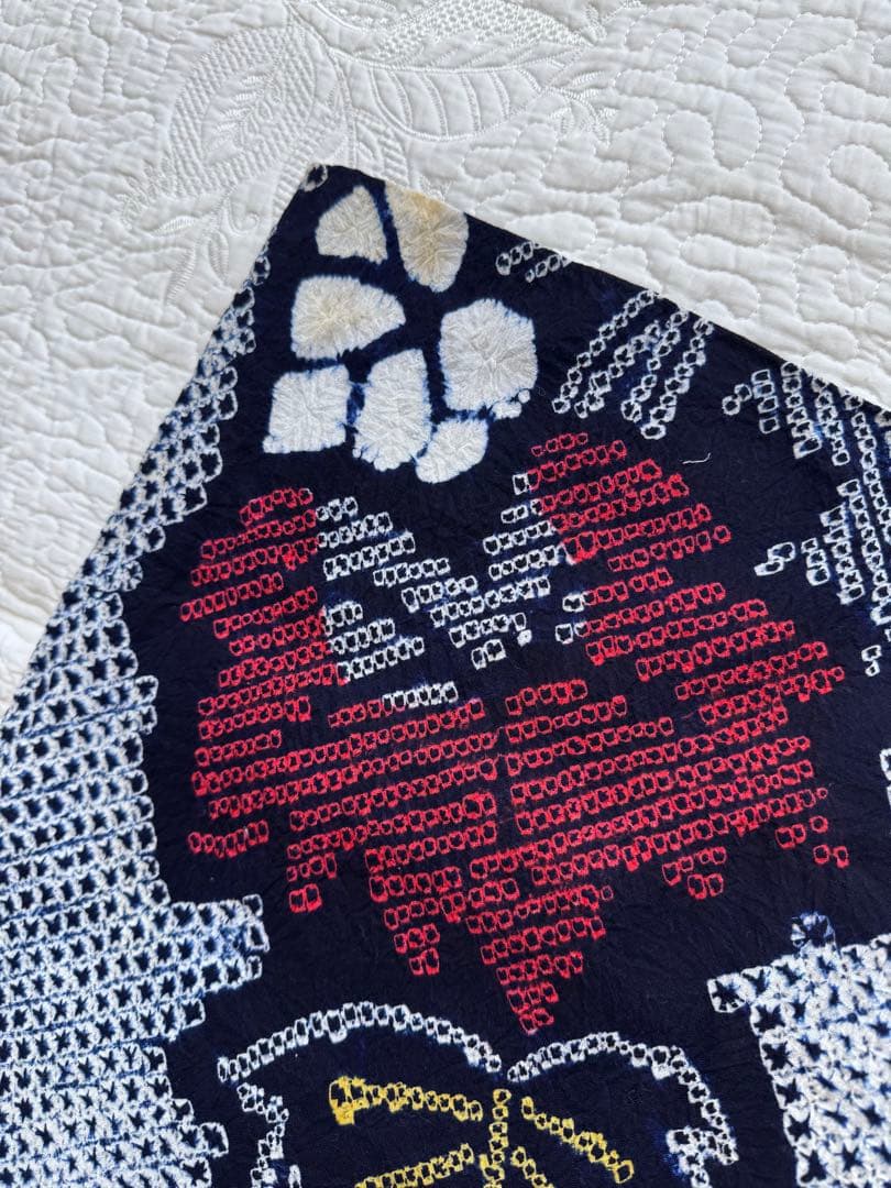 粋な大人の浴衣 高身長の方にも ◆ 有松絞り 枝葉文 華やかさのある良柄 逸品