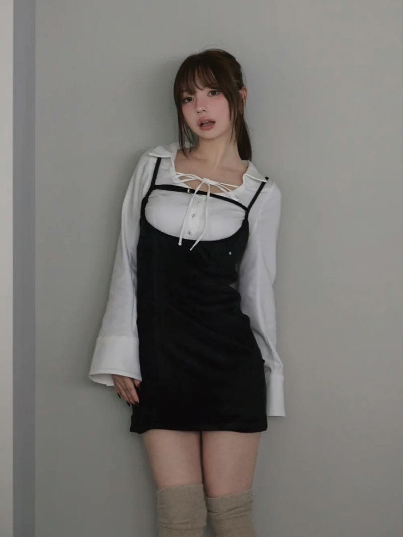 ワンピース ANDMARY Betty velour mini dress black