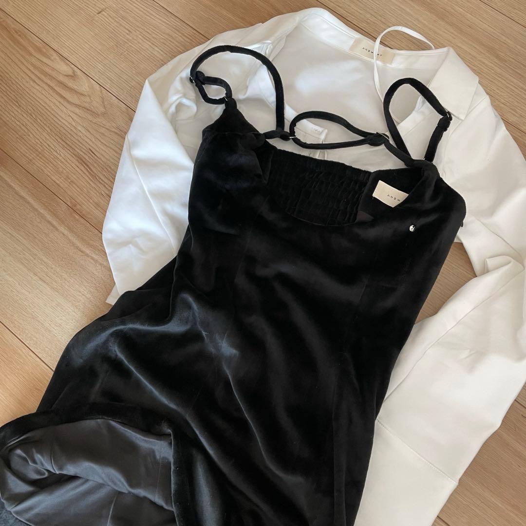 ワンピース ANDMARY Betty velour mini dress black
