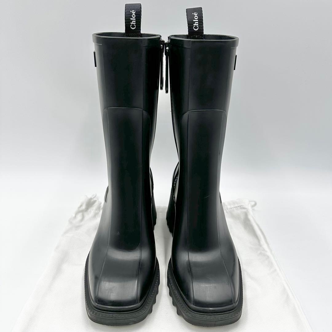 Chloe BETTY レインブーツ サイドジップ ラバーソール 黒 35