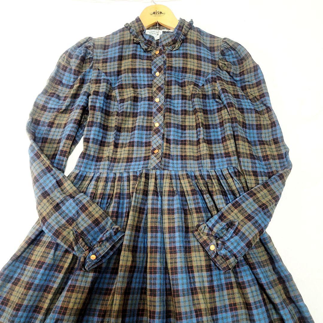 レア極美品LAURA ASHLEYヴィンテージチェック柄フリルロングワンピース