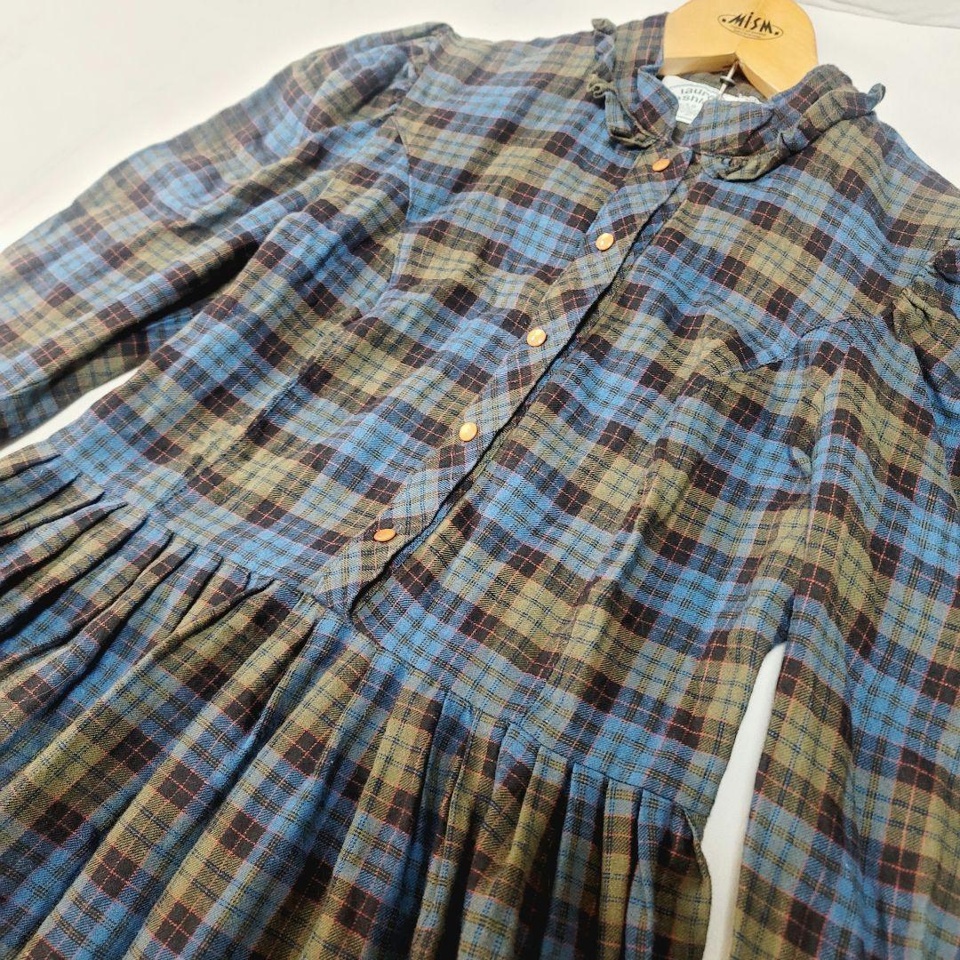 レア極美品LAURA ASHLEYヴィンテージチェック柄フリルロングワンピース