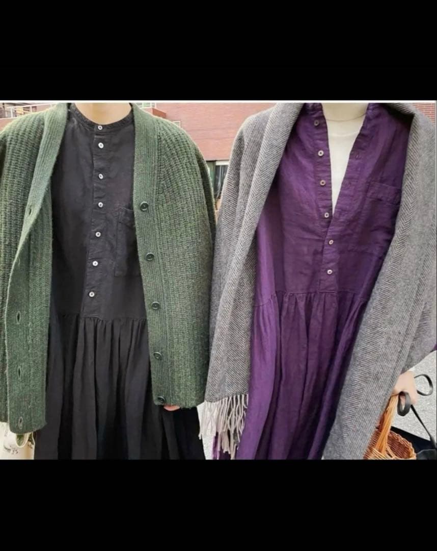 nestrobe リネン近江晒切替シャツワンピース　ネストローブ