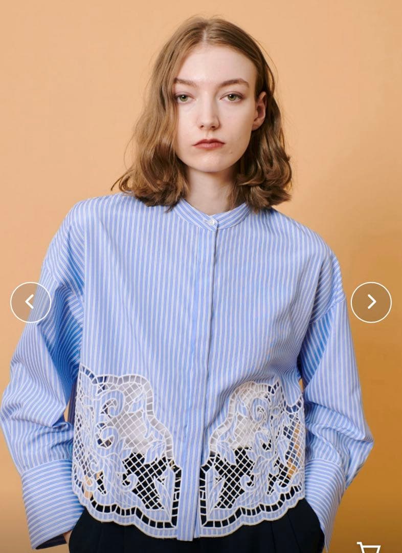 25ss アルアバイル エンブロイダリーポイントシャツ M スカラ ブルー