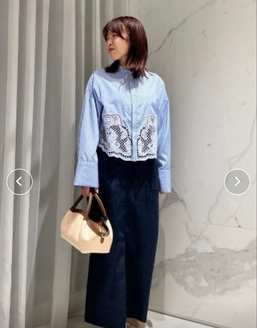 25ss アルアバイル エンブロイダリーポイントシャツ M スカラ ブルー