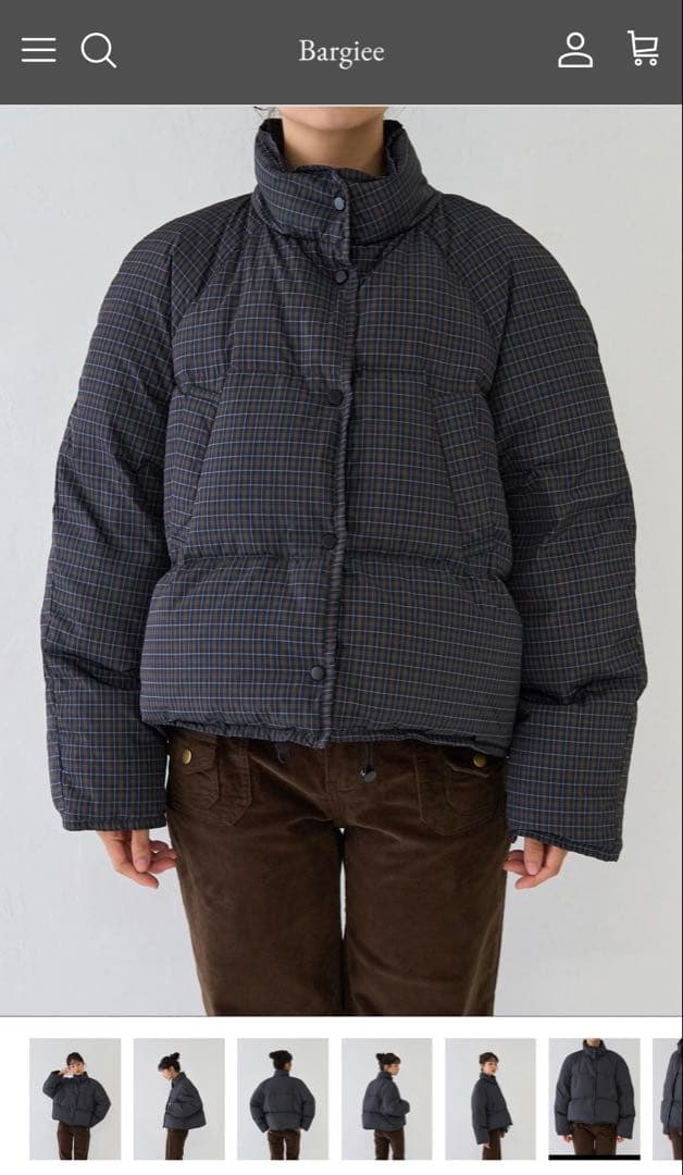 ジャケット・アウター Bargiee CHECK PUFFY DOWN