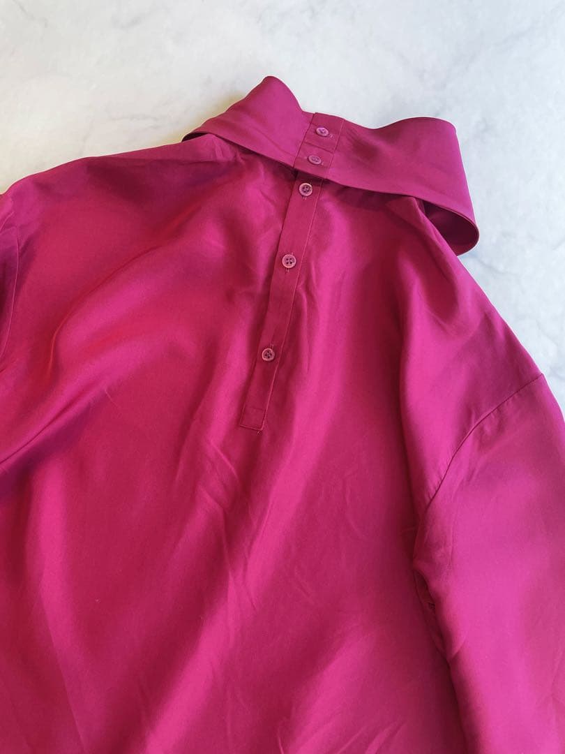 洗える♪ICB シルク100% ボウタイブラウス 長袖 美品 2way