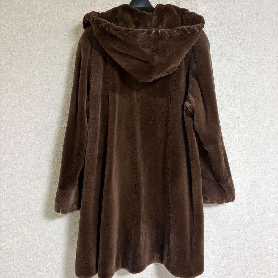 シェアードミンク フード付き　ロングコート　Altima