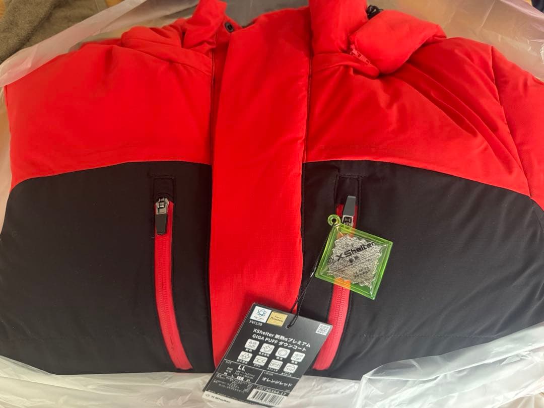 エックスシェルター LL オレンジレッド ギガパフ ダウン コート ワークマン