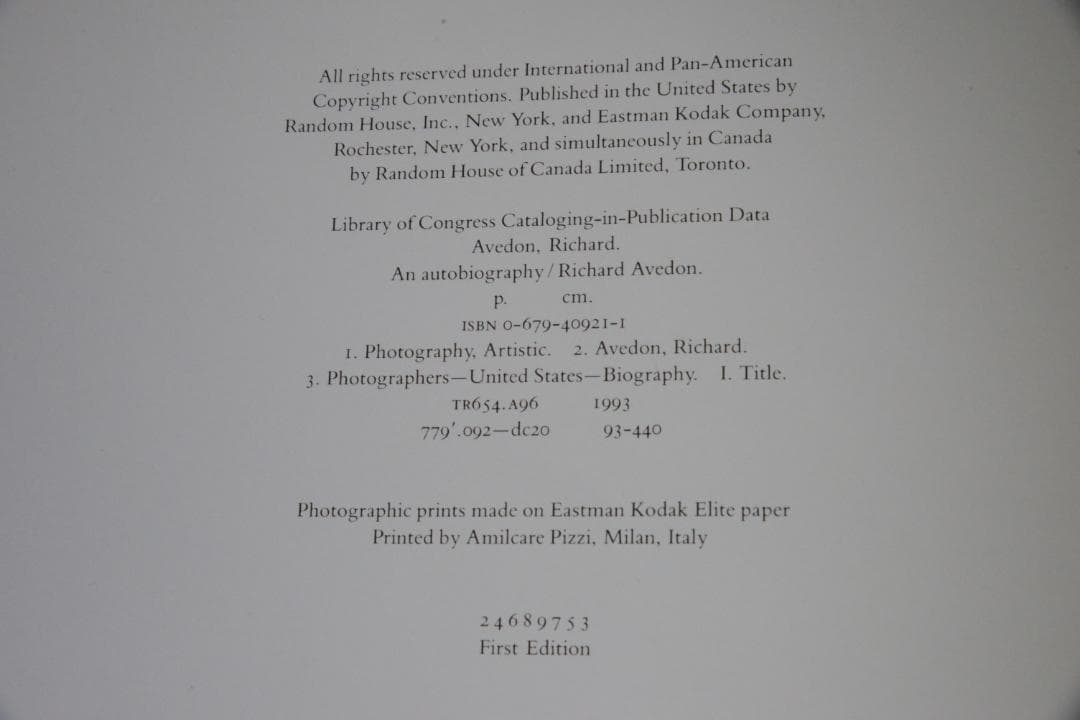 RICHARD AVEDON:An Autobiography ★値下げしました